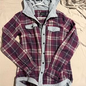 Marmot Women's Hooded Plaid Flannel Jacket - Burgundy & Gray